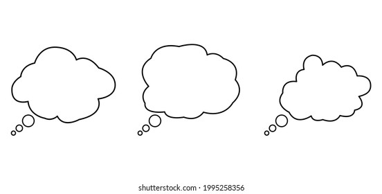 Icono de nubes pensadas sobre fondo blanco, ilustración vectorial