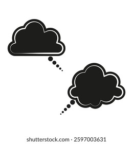 Thought clouds symbol. Black and white concept. Conversation bubble vector. Communication icon.