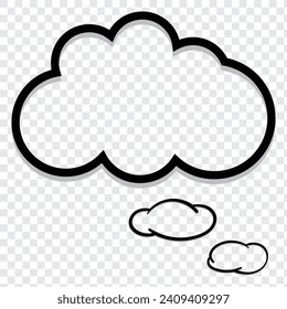 Thought cloud.Thought bubble icon.Speech Bubbles.Cloud speech bubbles collection.Thought bubble thinking cloud line art vector icon for apps and websites.day dream thinking flat line icon.
