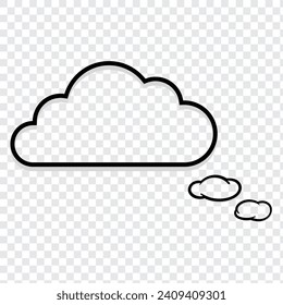 Thought cloud.Thought bubble icon.Speech Bubbles.Cloud speech bubbles collection.Thought bubble thinking cloud line art vector icon for apps and websites.day dream thinking flat line icon.
