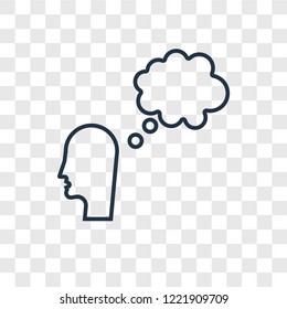Thought concept vector linear icon isolated on transparent background, Thought concept transparency concept in outline style