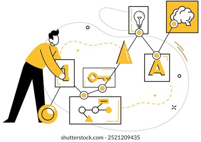 Thought experiment vector illustration. The thought experiment concept acts as guiding star in ship intellectual exploration Analyzing and contemplating lead to innovative decisions born