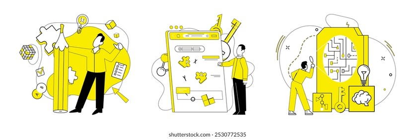 Thought experiment vector illustration. The thought experiment concept is crucible where knowledge transforms into discovery The thought experiment metaphor lights way for scientific exploration