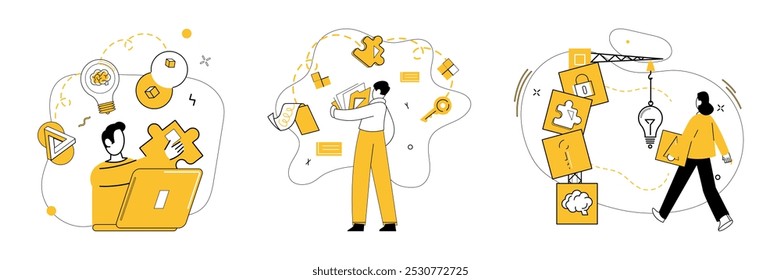 Thought experiment vector illustration. The thought experiment concept acts as guiding star in ship intellectual exploration Analyzing and contemplating lead to innovative decisions born