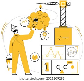 Thought experiment vector illustration. Success flourishes where contemplation and strategy converge in realm thought experiments The thought experiment concept acts as guiding star in ship