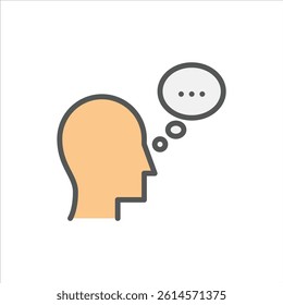 thought filled outline icon. understanding color line illustration.