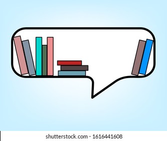 thought in the form of a bookshelf. correctly formulated thought. well-read person. vector illustration.