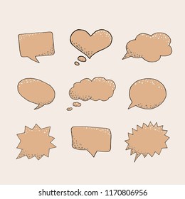Thought frame. Speech bubble. Dream cloud. Talk balloon. Quote box.  Set of vector illustration icons.  