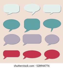 Thought frame. Speech bubble. Dream cloud. Talk balloon. Quote box.  Set of vector illustration icons.  