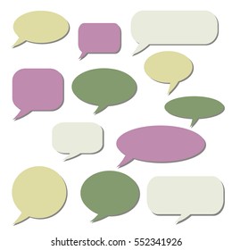 Thought frame. Speech bubble. Dream cloud. Talk balloon. Quote box.  Set of vector illustration icons. Thought bubbles.