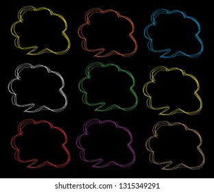 Thought frame, speech bubble. Talk balloon. Quote box. Set of vector illustration icons.