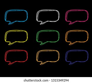 Thought frame, speech bubble. Talk balloon. Quote box. Set of vector illustration icons.