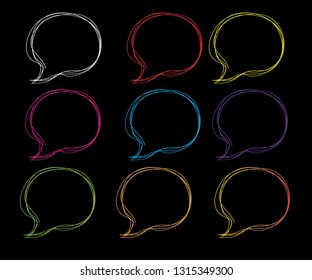 Thought frame, speech bubble. Talk balloon. Quote box. Set of vector illustration icons.