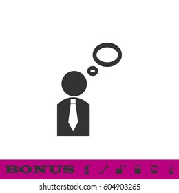 Thought icon flat. Black pictogram on white background. Vector illustration symbol and bonus button