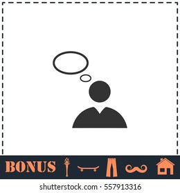 Thought icon flat. Simple vector symbol and bonus icon