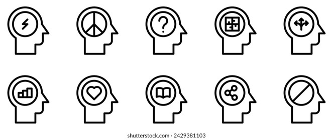 thought icon line style set collection