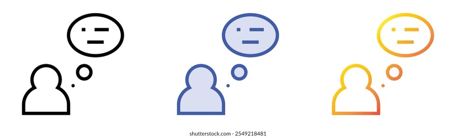 thought icon. Linear, Blue Fill and Gradient Style Design Isolated On White Background