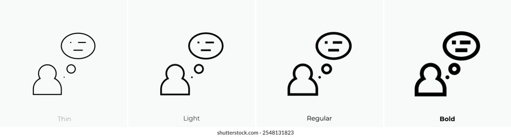 Gedankensymbol. Dünnes, helles Design im regulären und kühlen Stil, einzeln auf weißem Hintergrund