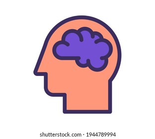thought imagination brain intellect single isolated icon with filled line and outline flat style