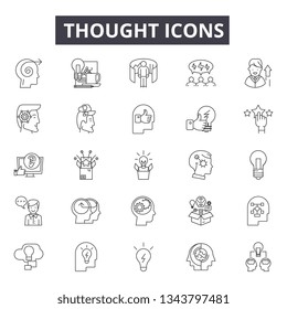 Thought line icons for web and mobile design. Editable stroke signs. Thought  outline concept illustrations