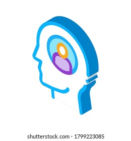 pensamiento de un vector de icono de persona. pensamiento isométrico del signo de una persona. ilustración de símbolo aislado de color