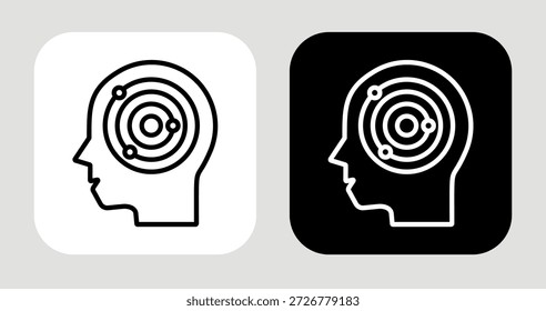 Thought Orbit Icon In Black and White Line Style