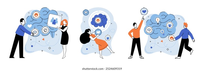 Thought process vector illustration. Effective management guides thought process to success Contemplation is bridge between confusion and clarity Brainstorming sessions illuminate path to creative