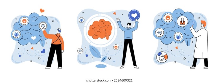 Ilustración vectorial del proceso de pensamiento. La investigación proporciona materia prima para el análisis creativo La Educación es la base del proceso de pensamiento estratégico La imaginación da vida a la creatividad del proceso