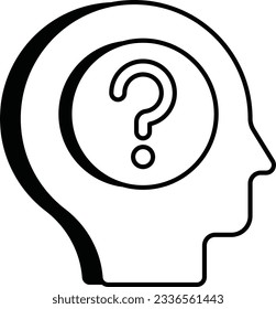 Thought Question Brain line icon design
