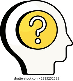 Thought Question Brain outline color icon design