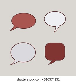 Thought , speech bubble. Dream cloud. Talk balloon. Quote box. Text, information frame. Banner and badge. Set of vector illustration icons.  