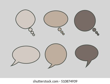 Thought , speech bubble. Dream cloud. Talk balloon. Quote box. Text, information frame. Banner and badge. Set of vector illustration icons.  