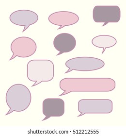Thought , speech bubble. Dream cloud. Talk balloon. Quote box. Text, 
information frame. Banner and badge. Set of vector illustration icons.  