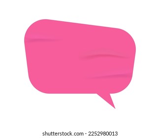 Thought or speech bubble, isolated banner for phrase. Dialogue balloon with copy space, talking and communicating glued wet sticker. Vector in realistic style