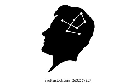 thought symbol , black isolated silhouette