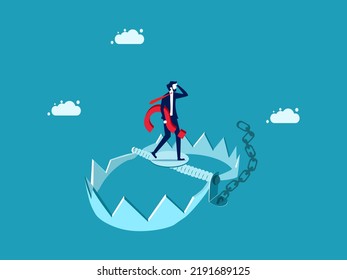 Thought trap. businessman trapped in a trap. business concept vector