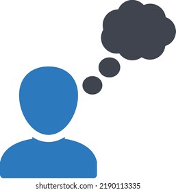 pensamiento Ilustración vectorial sobre un fondo transparente. Símbolos de calidad superior. Iconos vectoriales de glifos para diseño de conceptos y gráficos.