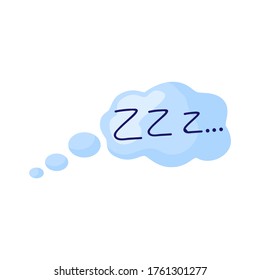 Thought-balloon sleep on white background. Comic speech bubble isolated sticker vector in style flat illustration