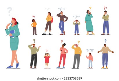 Thoughtful Characters Immersed In Deep Contemplation, Pondering Ideas And Reflecting On Life's Complexities, Displaying A Serene Demeanor And Introspective Nature. Cartoon People Vector Illustration