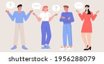 Thoughtful characters with question marks solving problems or searching solutions. Problem solving and choice. Set of thinking or puzzled people. Frequently asked questions concept.