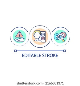 Thoughtful Decision Making Loop Concept Icon. Problem-solving Approach Abstract Idea Thin Line Illustration. Effective Business Operations. Isolated Outline Drawing. Editable Stroke. Arial Font Used