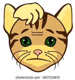 thoughtful emoticon scratches his head, simplistic facial expression vector illustration, cat cartoon character, simple hand drawn icon from a set