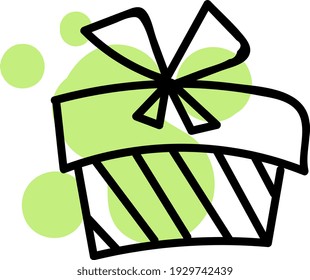 Thoughtful giftbox, illustration, vector on white background.
