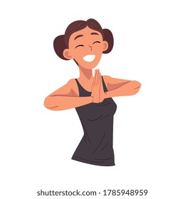 Thoughtful Girl, Smiling Relaxed Teenager Dreaming about Something Vector Illustration