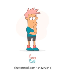 Thoughtful guy. Vector illustration
