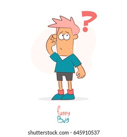 Thoughtful guy. Vector illustration