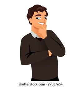 Thoughtful happy man