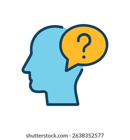 Thoughtful Head Questioning mind bubble icon illustration element