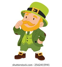 Thoughtful Leprechaun with Hand on Mustache