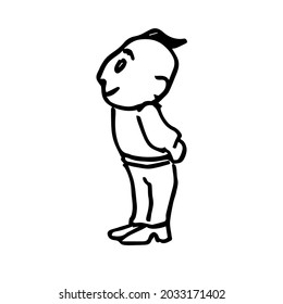 A thoughtful man. A hand-drawn cute character. Sketch. Vector illustration